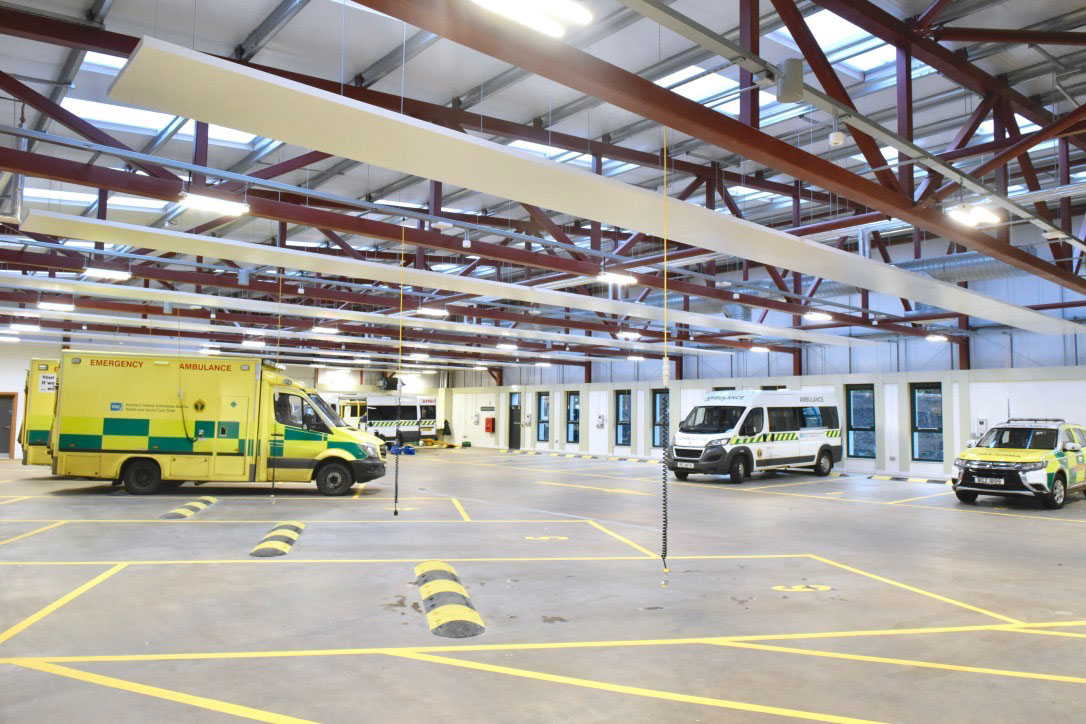 Inside the Enniskillen ambulance centre vehicle bay